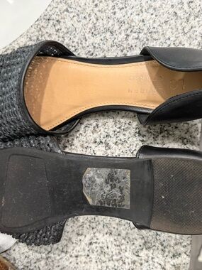 LC Lauren Conrad Black Woven D'Orsay Mules